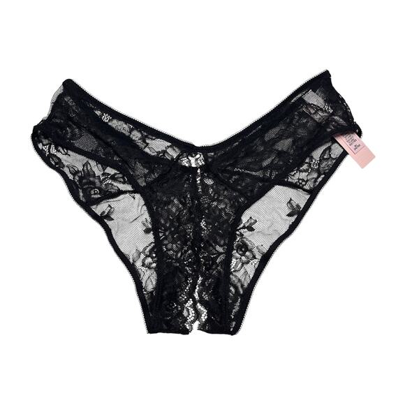 Victoria's Secret Very Sexy Rose Lace Crotchless Cheeky Panty Size Medium - Picture 1 of 3